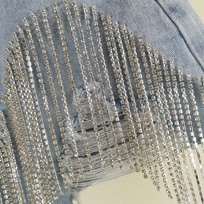 Jeans Talle Alto Slim Fit con Cadena de Borlas - Image 8