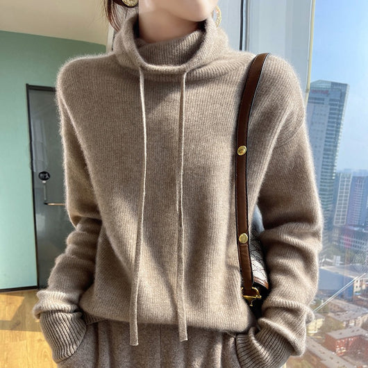 Suéter de Cuello Alto en Cashmira para Otoño e Invierno - Pullover Holgado y Grueso para Mujer - Image 3