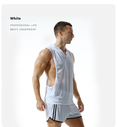 Chaleco Deportivo Mesh Capucha Hombre - Diseño Sólido - Image 11