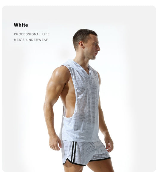 Chaleco Deportivo Mesh Capucha Hombre - Diseño Sólido - Image 11