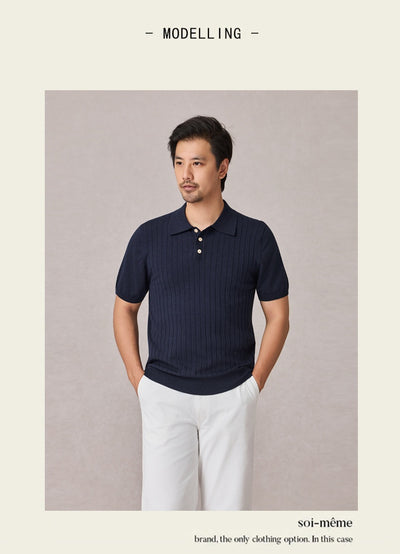 Polo Tejido Elástico Manga Corta para Hombre - Image 21