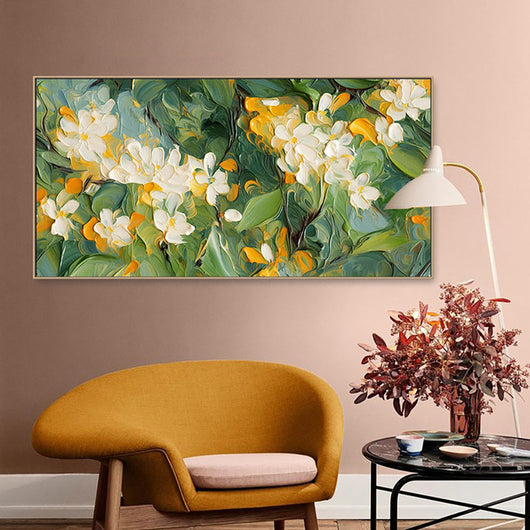Cuadro Abstracto Flores de Manzano Pintura al Óleo Texturizada Hecha a Mano - Image 7