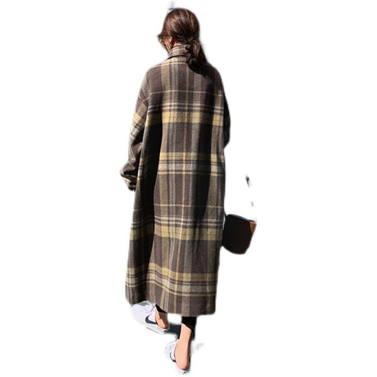 Abrigo de Lana a Cuadros Oversized para Otoño e Invierno - Image 9