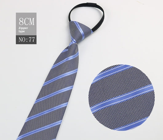 Corbata Negra Rayada Azul con Cierre Rápido - Corbata Ejecutiva Lazy Zip - Image 78