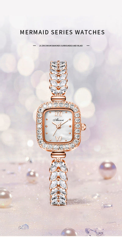 Reloj de Cuarzo Dorado con Cristales y Esfera Cuadrada Pequeña - Image 29