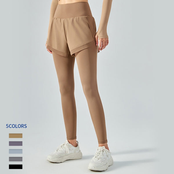 Leggins de Cintura Alta con Efecto Dos Piezas y Malla Antiexposición