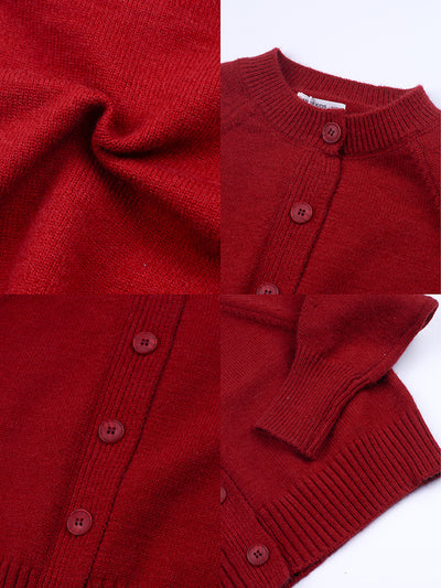 Cardigan Tejido Rojo Estilo Coreano para Niña - Image 13