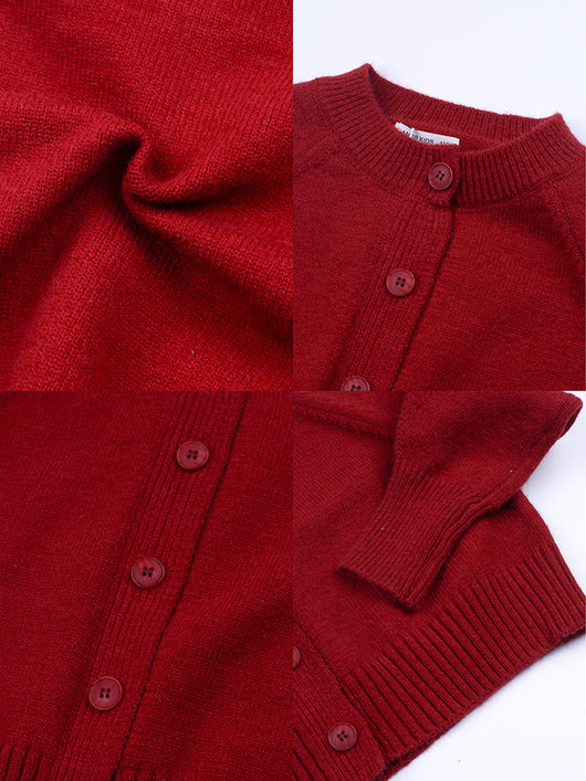 Cardigan Tejido Rojo Estilo Coreano para Niña - Image 13