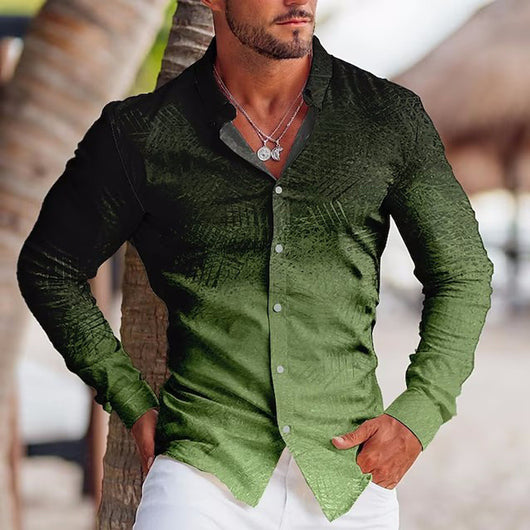 Camisa Estampada de Manga Larga con Solapa para Hombre - Image 29