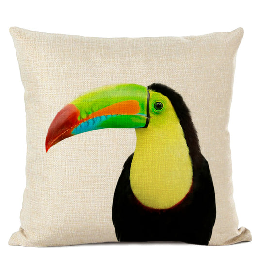 Funda de Almohada Lino con Diseño Animal - Loro y Venado - Image 21