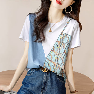Camiseta Minimalista de Cuello Redondo con Costuras Elegantes
