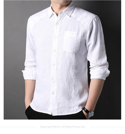 Cardigan de Lino Puro para Hombre - Manga Larga Primavera Verano - Image 15
