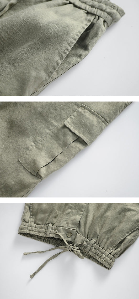 Pantalones de Lino Casuales Cintura Media Transpirables para Jóvenes - Image 19