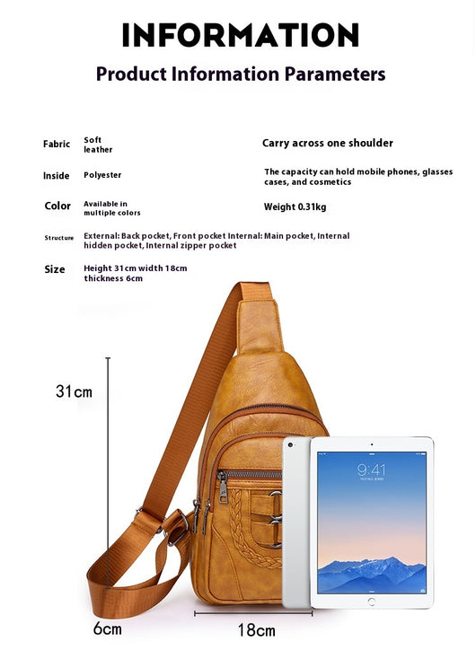 Bolso de Cuero PU Texturizado con Compartimento en el Pecho - Image 36