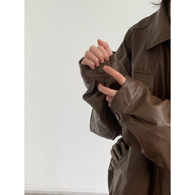 Chaqueta de Cuero Motociclista Retro Estilo Japonés - Image 3
