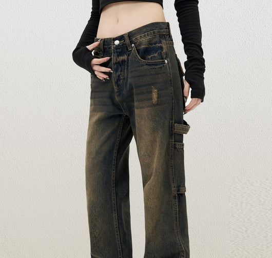 Overol Jeans Retro Americano Lavado Pesado Efecto Barro - Image 3