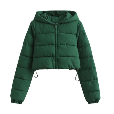 Chaqueta Puffer Corta Multicolor de Algodón con Capucha para Mujer - Image 21