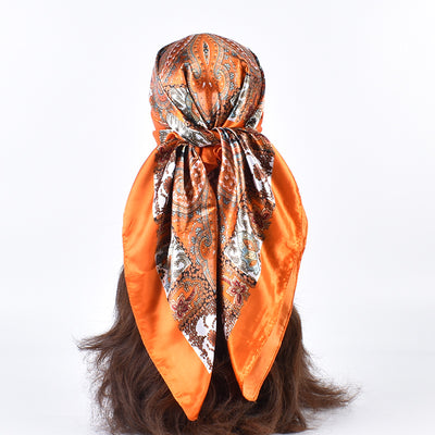 Pañuelo de Seda Estampado Clásico Retro - Versátil y Elegante para Primavera - Image 11