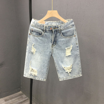 Pantalones Cortos Denim para Hombre con Roturas Desgarradas - Image 6