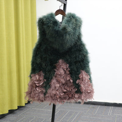 Chaleco de Plumas de Avestruz con Encaje - Elegancia Sofisticada - Image 15