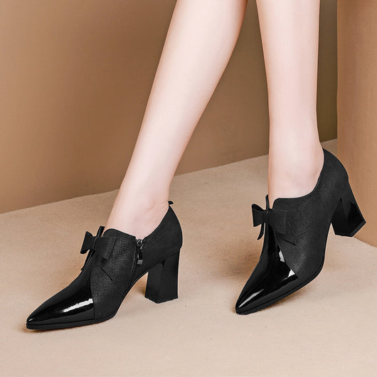 Zapatos de Tacón Alto Punta Fina con Moño y Talón Grueso - Image 10