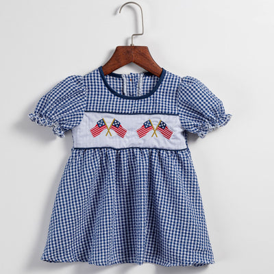 Vestido Infantil Festivo a Cuadros con Bordados para el Día de la Independencia - Image 10