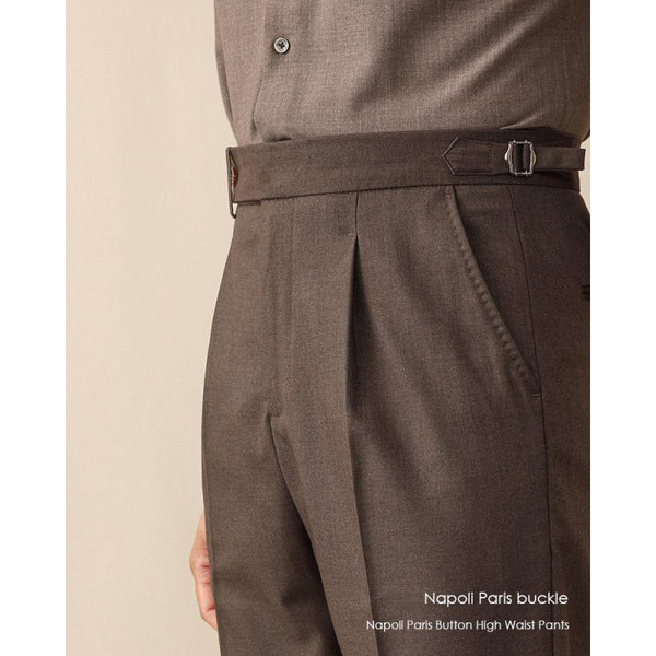 Pantalón de Vestir Cintura Alta Hombre Primavera Verano Corte Recto
