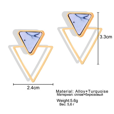 Aretes Geométricos de Mármol Turquesa - Diseño Creativo y Moderno - Image 8