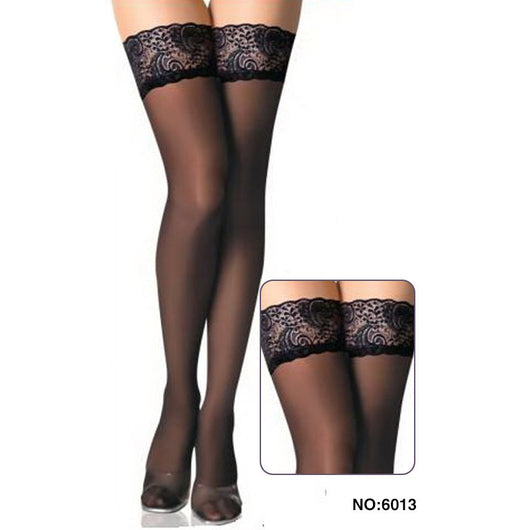 Medias de Encaje Negro Talla Grande con Ligas Estilo Europeo - Image 2