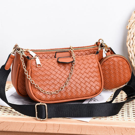 Bolso Crossbody de Cuero PU con Patrón Tejido - Image 11
