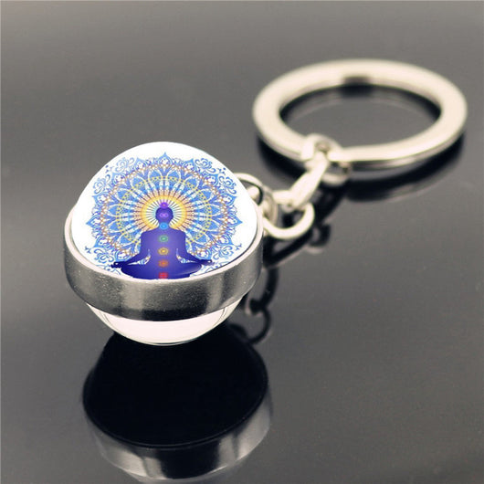 Llavero Colgante de Cristal Doble Cara con Símbolo de Yoga - Image 9