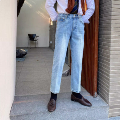 Jeans Slim Fit Estilo Retro Británico para Hombre - Image 116