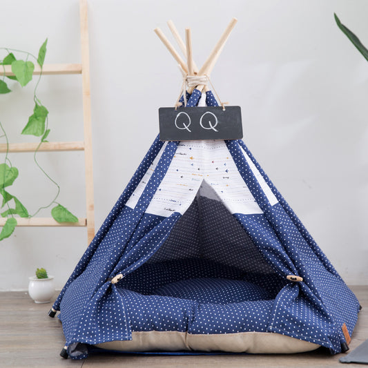 Casita Cama para Perros Pequeños y Medianos - Carpa Canvas con Estructura de Madera