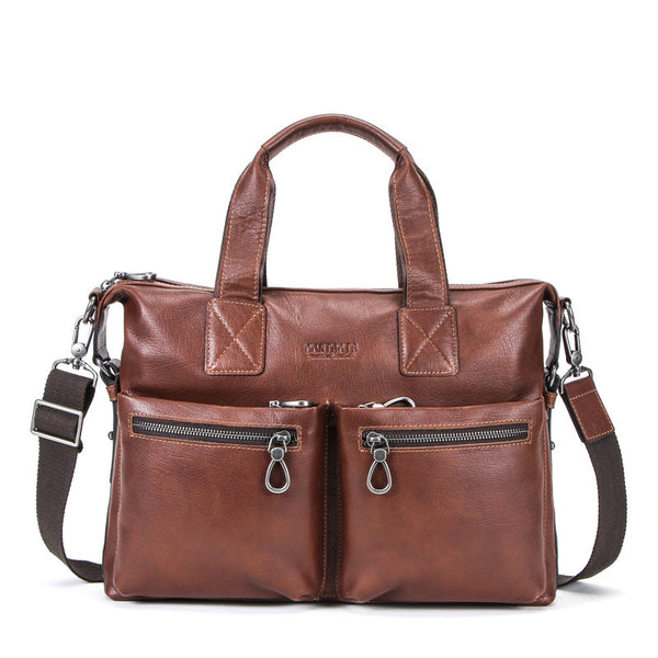Maletín de Cuero Curtido al Vegetal para Computadora - Bolso Profesional Casual para Hombre