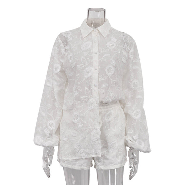 Conjunto Transparente con Bordados y Short de Talle Alto - Image 6