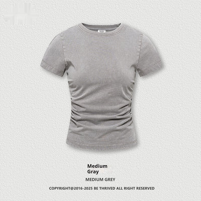 Camiseta Americana de Cintura Fruncida con Efecto Reductor - Image 5