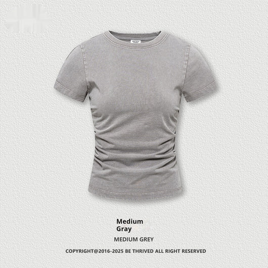 Camiseta Americana de Cintura Fruncida con Efecto Reductor - Image 5