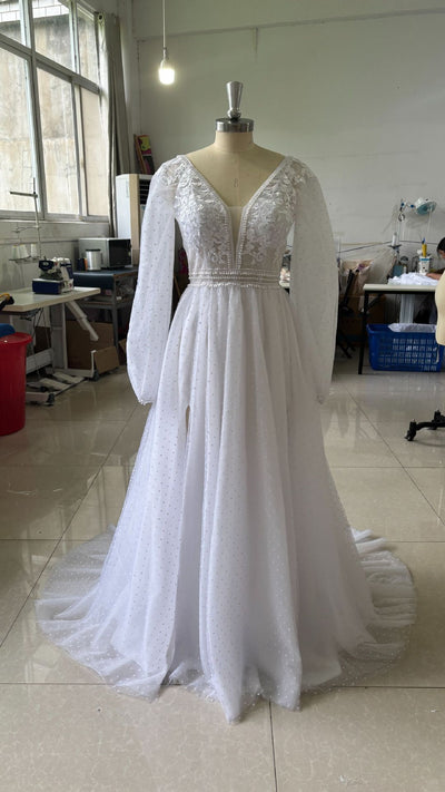Vestido de Novia Mesh Elegante con Corte Dividido - Diseño Moderno y Sofisticado - Image 7
