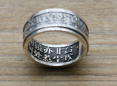 Anillo de Plata Tailandés Vintage con Mantra Vajra Daming - Image 4