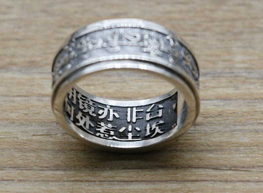 Anillo de Plata Tailandés Vintage con Mantra Vajra Daming - Image 4