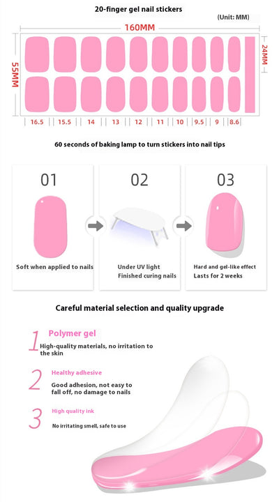 Pegatinas de Uñas Gel Francés Semicocidas Impermeables Color Sólido - Image 31