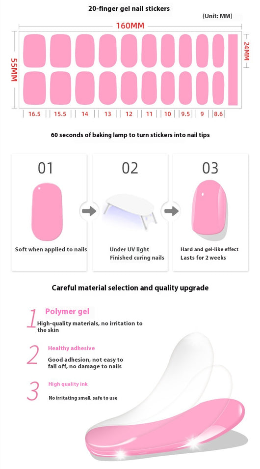 Pegatinas de Uñas Gel Francés Semicocidas Impermeables Color Sólido - Image 31