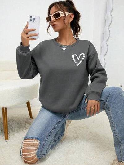 Sudadera Oversize con Estampado de Corazón y Hombros Caídos - Image 25