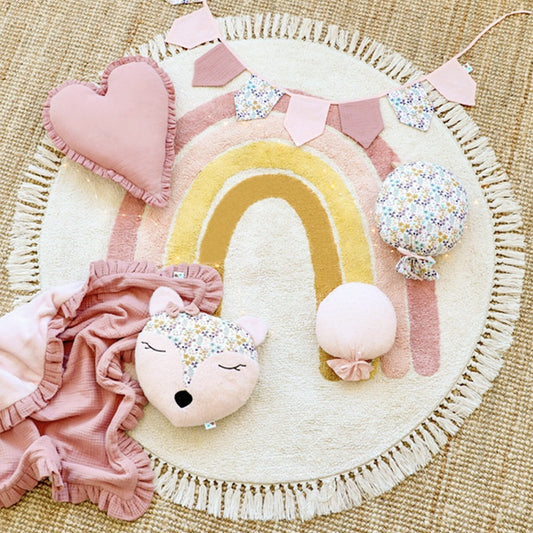 Tapete Redondo con Borlas para Cuarto Infantil