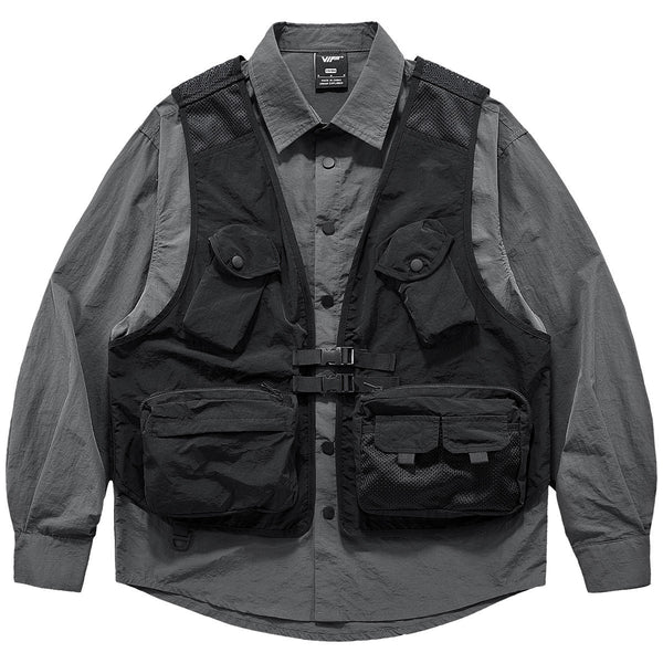 Chaleco Funcional Multibolsillos para Hombre con Diseño Patchwork