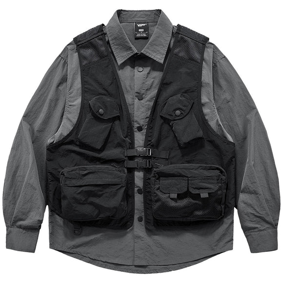 Chaleco Funcional Multibolsillos para Hombre con Diseño Patchwork