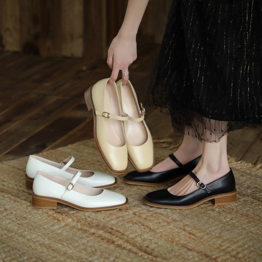 Zapatos de Tacón Cuadrado Retro Francés - Comodidad y Elegancia en Cada Paso - Image 3