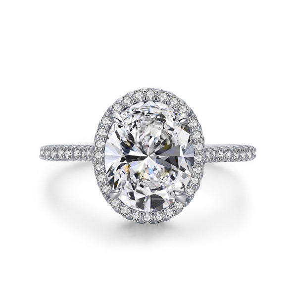 Anillo de Plata 925 con Diamante Huevo de Paloma