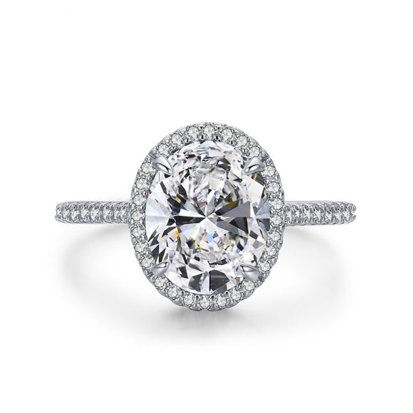 Anillo de Plata 925 con Diamante Huevo de Paloma