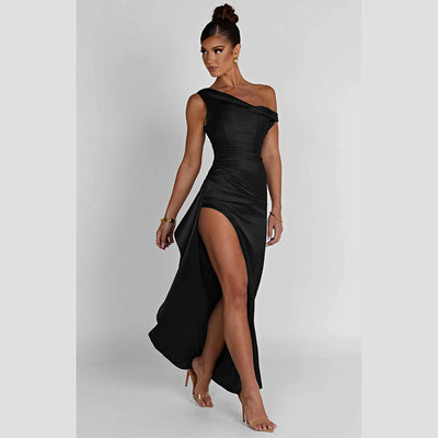 Vestido de Satén con Abertura Lateral para Mujer - Image 15